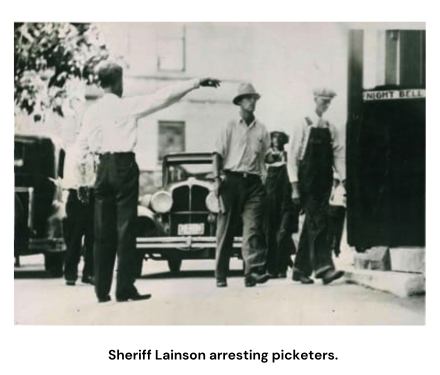 Sheriff Lainson arresting picketers