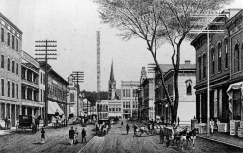 photograph of a light tower circa 1890