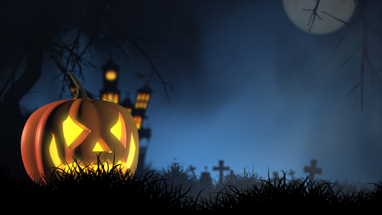 Halloween backdrop with a jack-o-lantern