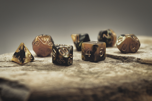 multisided dice on a table