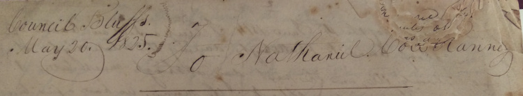Council Bluffs May 20, 1825 to Nathaniel Ranney