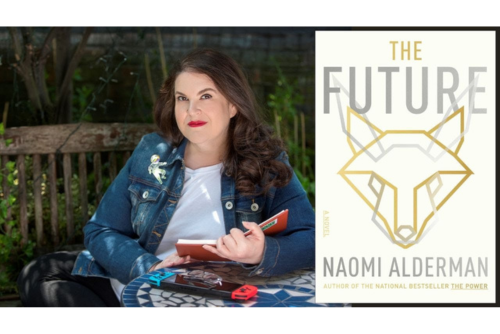Photo of author, Naomi Alderman, and her book "The Future"