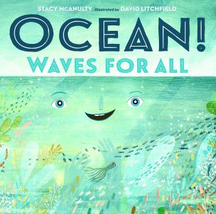 Book cover for Ocean! Waves for All by Stacy McAnulty Illustrated by David Litchfield