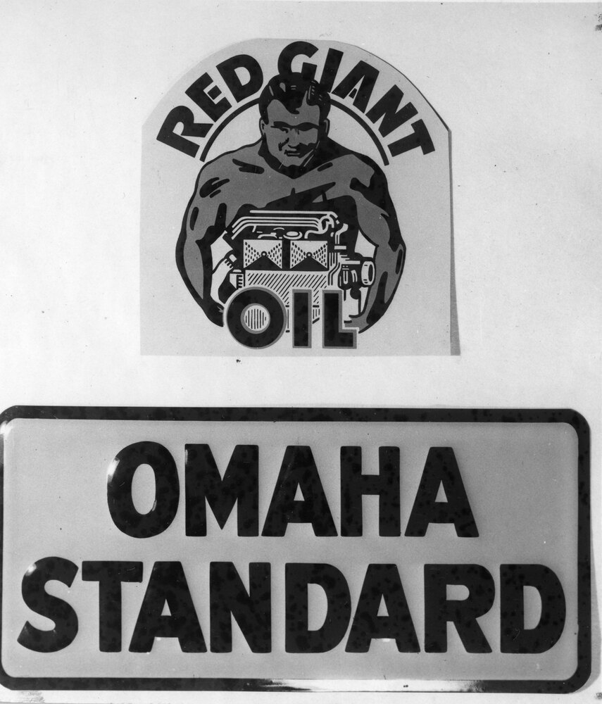Photo of various company logos including Red Giant Oil and Omaha Standard