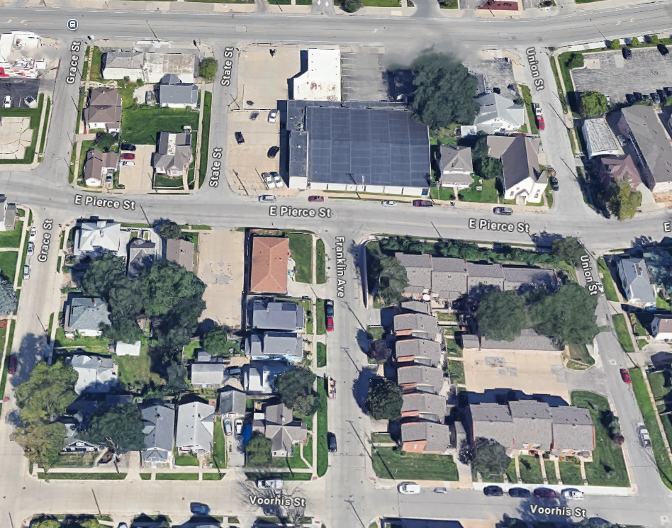 Google aerial image of present-day blockhouse site