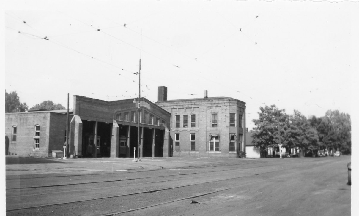 Photo of the Council Bluffs Street Storage Barn from the opposite street 1940s