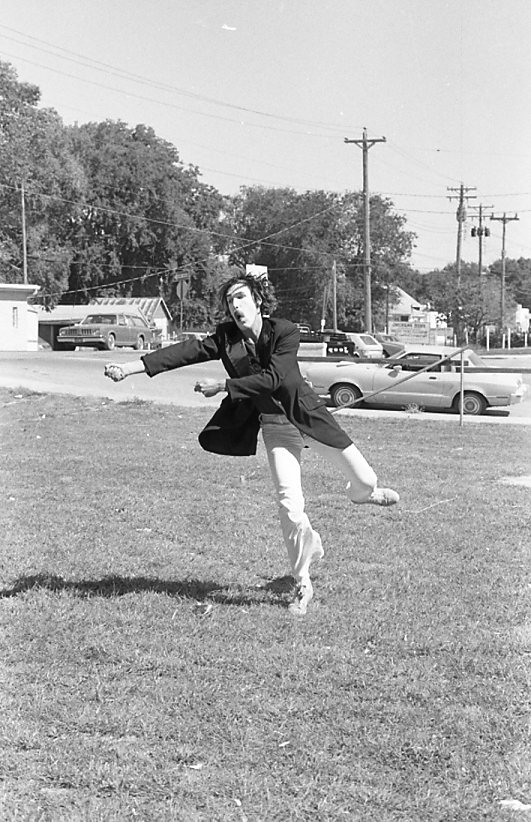 Photo of Local Mime Jay Cady entertaining guests at mural dedication ceremony