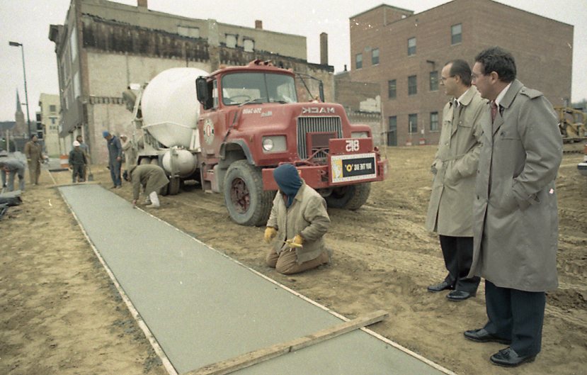 Photo of mayor Tom Hanafan and City Development Directory Donald Gross at Hite Center property