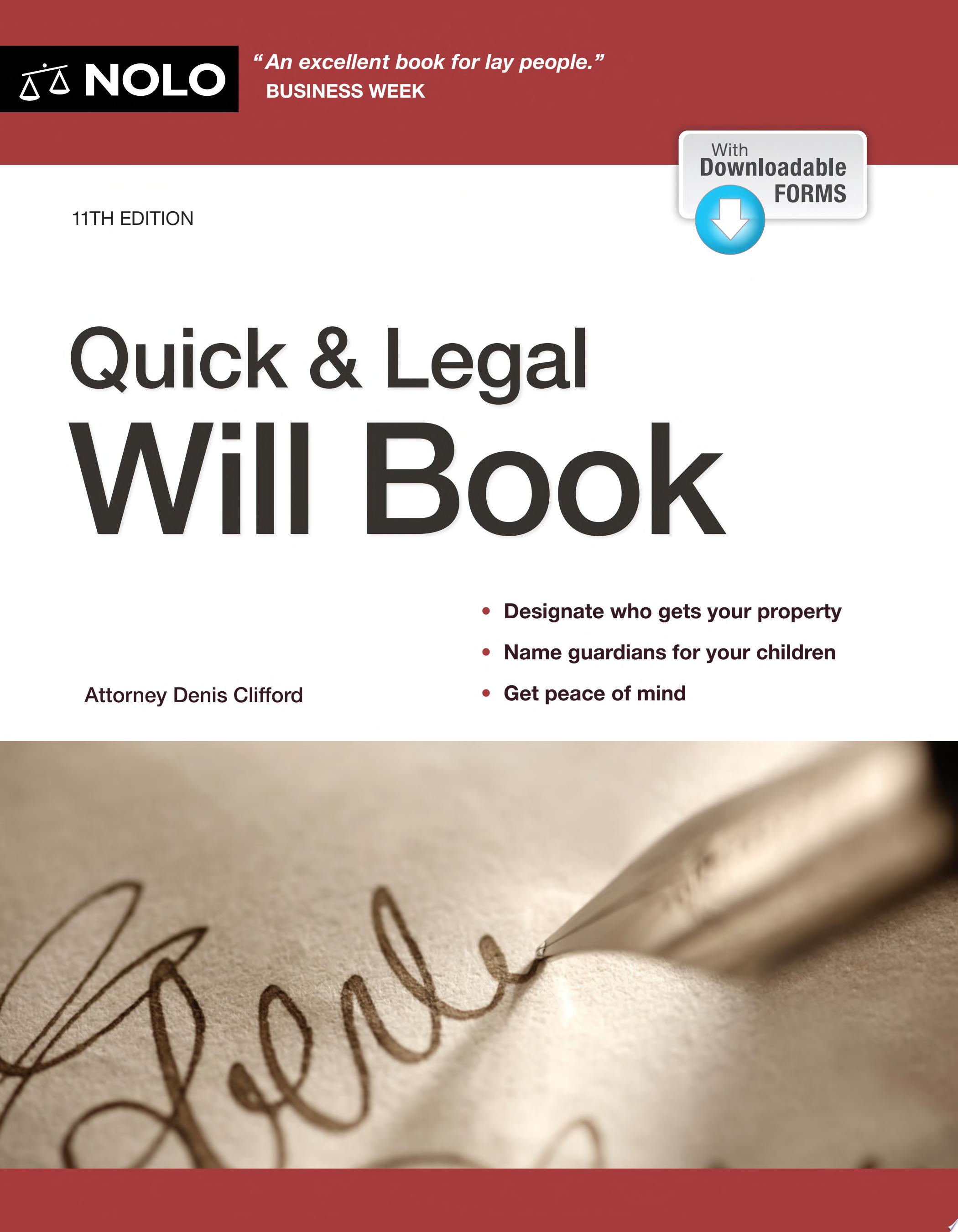 Cover for "Quick & Legal Will Book" by Denis Clifford