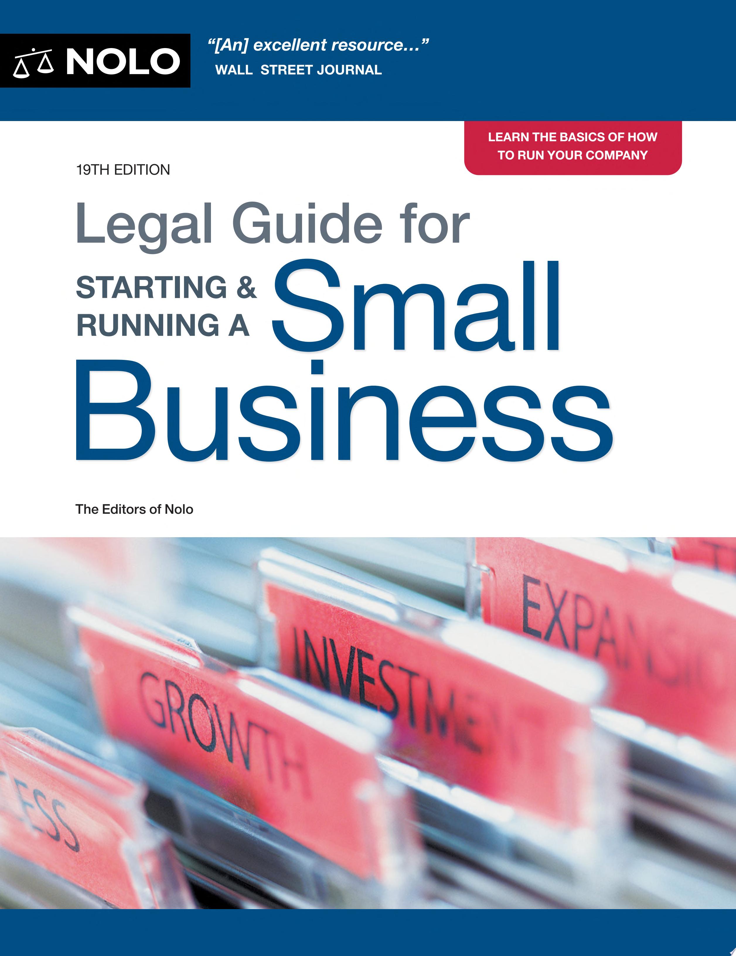 Cover for "Legal Guide for Starting &amp; Running a Small Business" by Editors of Nolo