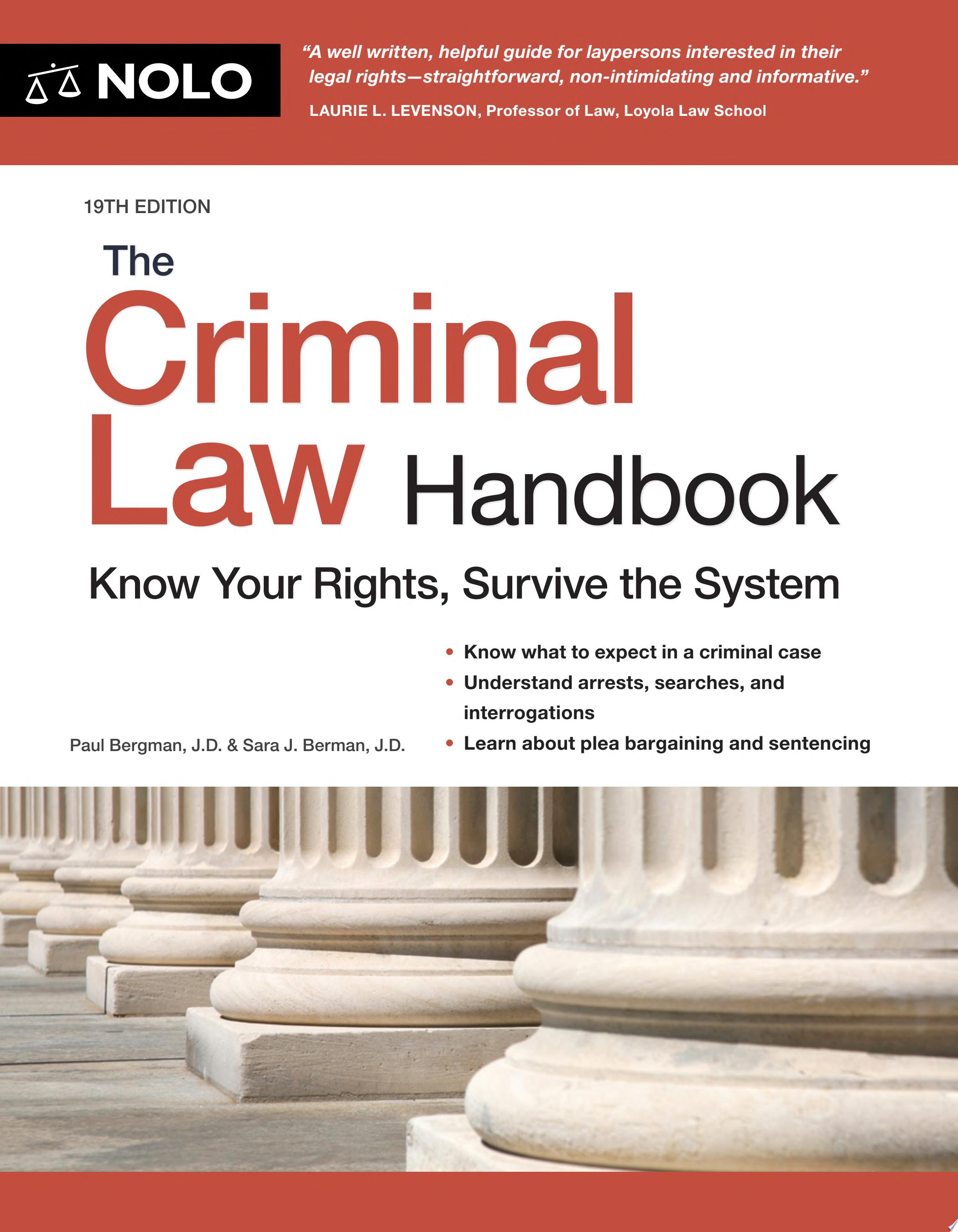 Cover for "The Criminal Law Handbook" by Paul Bergman 