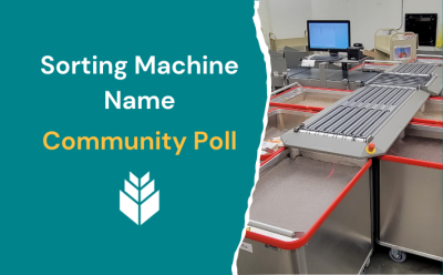 Sorting MAchine Name Community Poll featuring a photo of the new sorting machine also known as automated materials handler