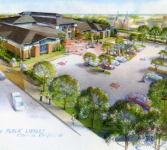 Conceptual drawing of the proposed Council Bluffs Public Library