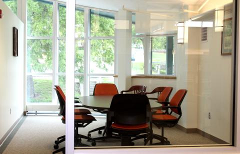 Table with six swivel chairs