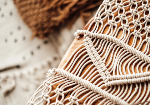 Closeup of macrame craft