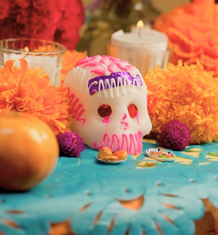 Decorated skull made of sugar