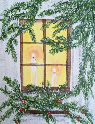 Sample of painting project Candles in the Window