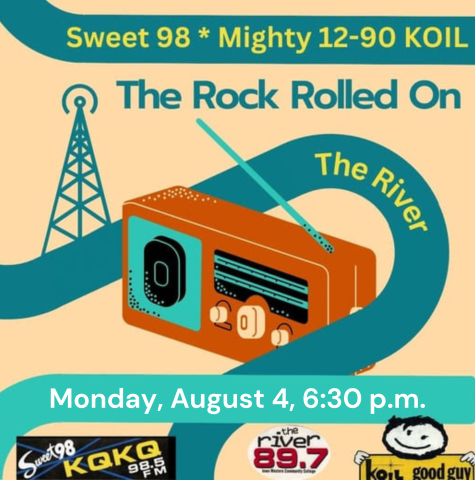Flyer for program will Sweet 98, 89.7 The River and KOIL radio station logos