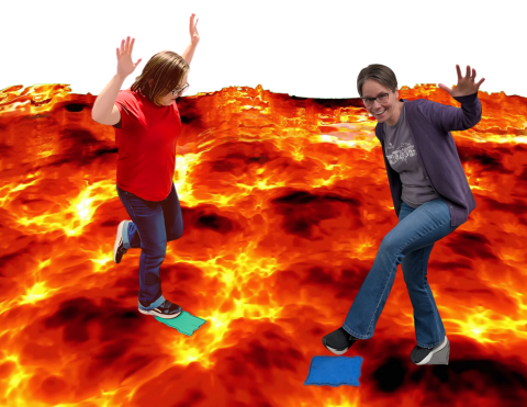 People playing floor is lava