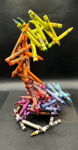 Crayons glued together