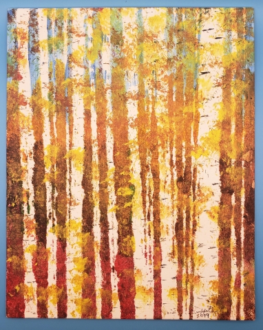 yarn resist painting example