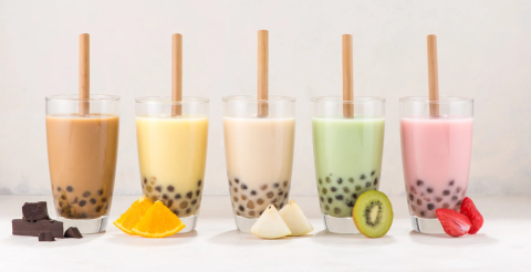 photo image of five boba drinks