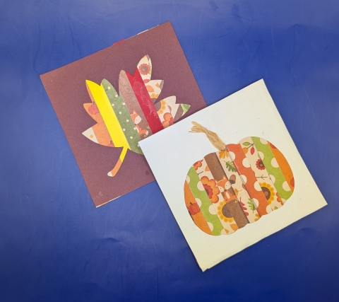 Paper leaf and pumpkin.