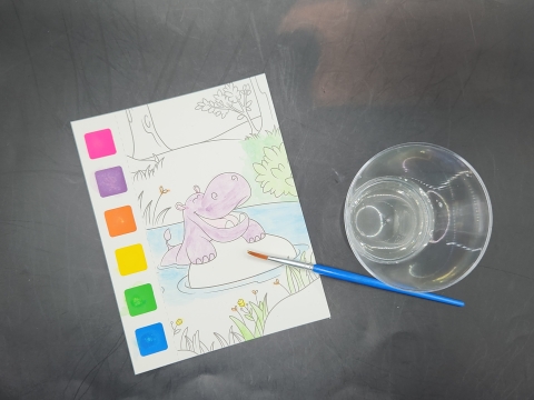 Watercolor painting of a hippo.