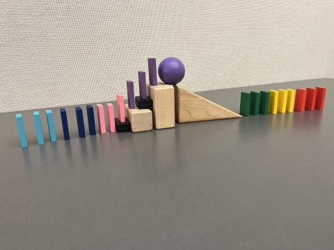 dominos, blocks, and marble