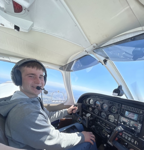 Pilot flying an airplane