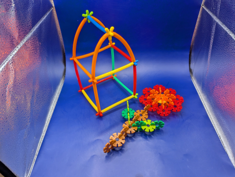 Flower made from Brain Flakes & house made from straws.