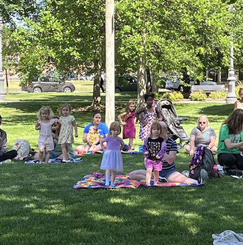 Kids dancing in the park.