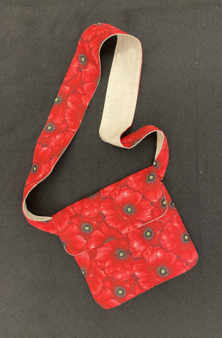 Small red floral messenger bag