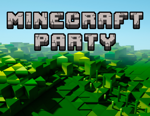 picture of minecraft landscape with the words minecraft party in the sky