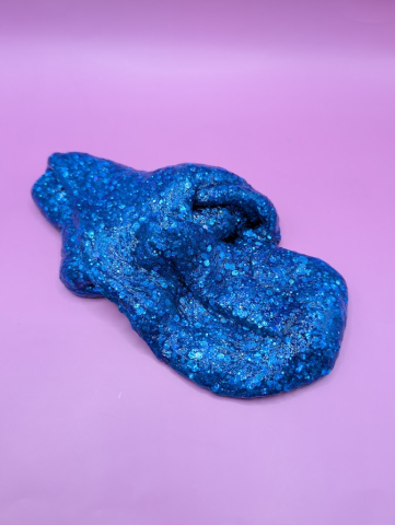 Blue glitter slime.