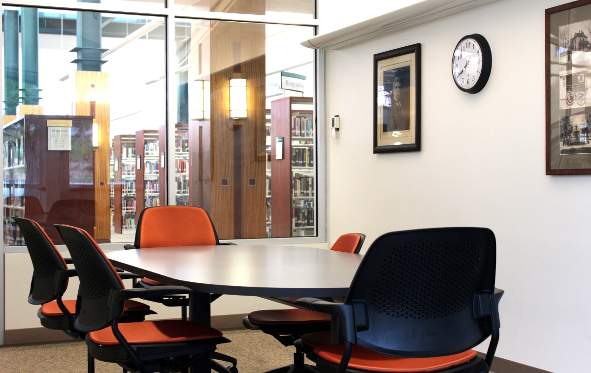 Table with six swivel chairs