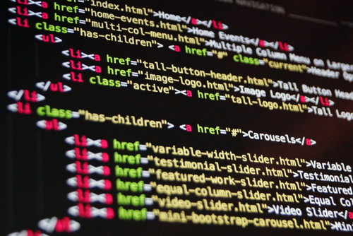 screen of computer code