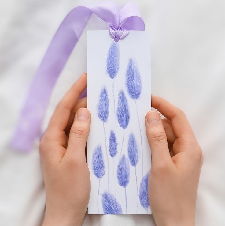 hand holding custom bookmark