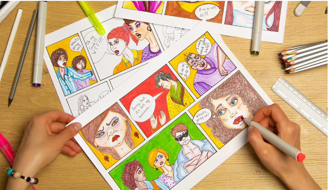 coloring a comic page