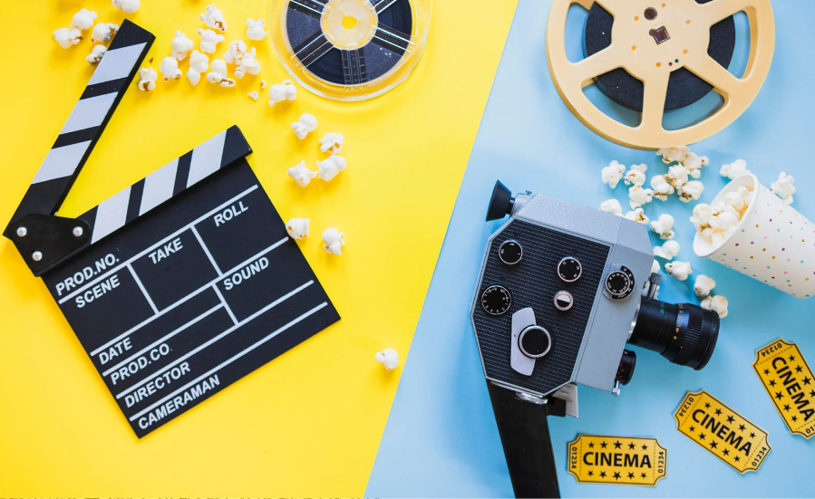 popcorn and film reel