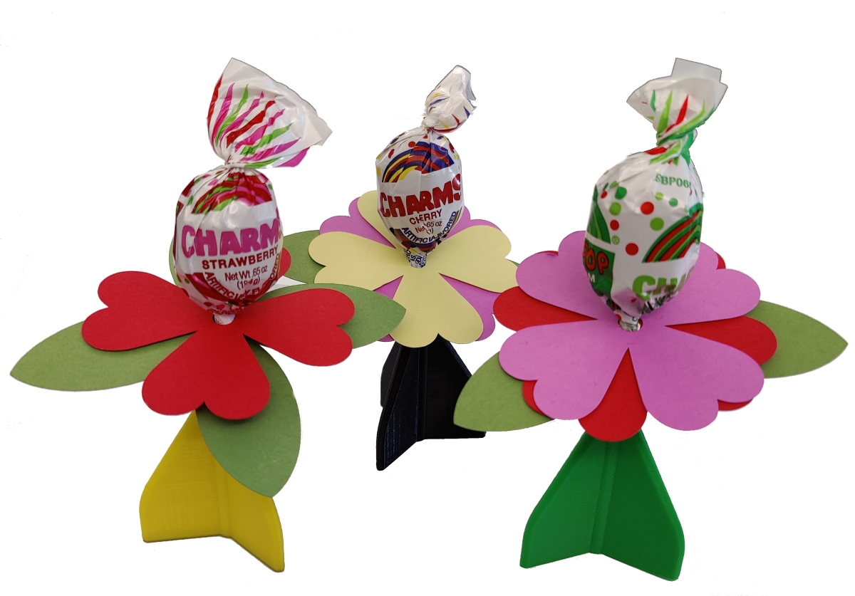 Charms pop with a 3d printed holder and flower 