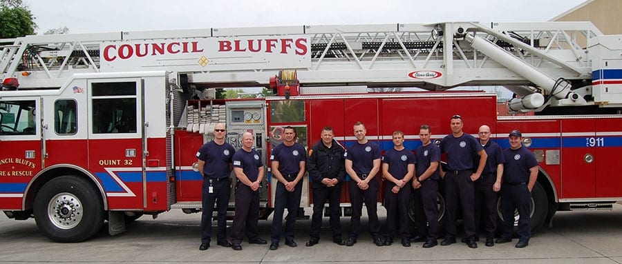 Fire truck and fire crew