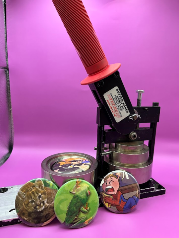 Button machine and book buttons