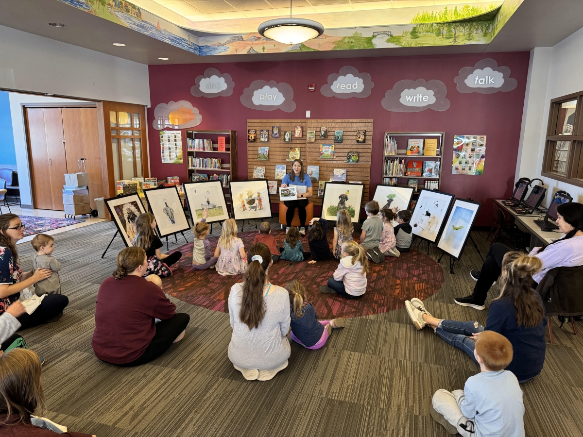 Framed art storytime with kids