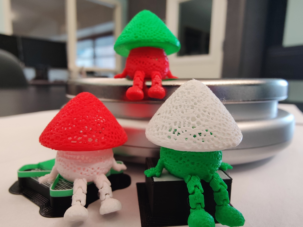 Mushroom persons with legs hanging 