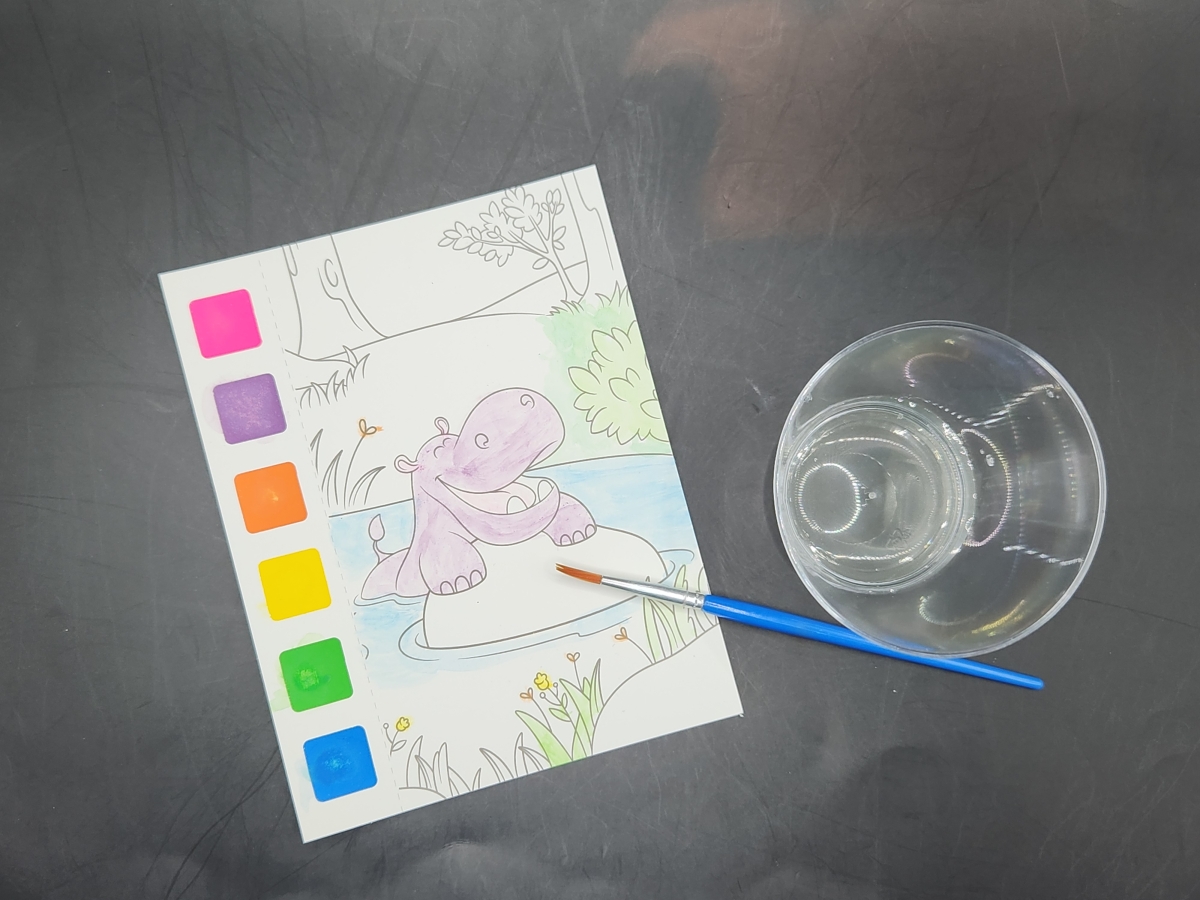 Watercolor painting of a hippo.