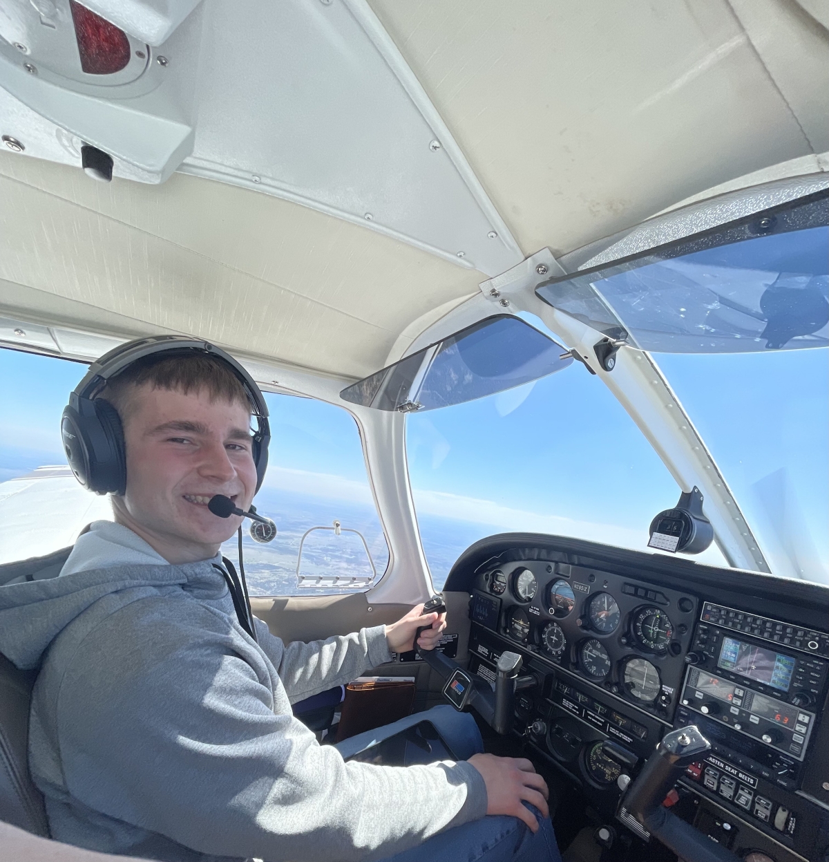 Pilot flying an airplane