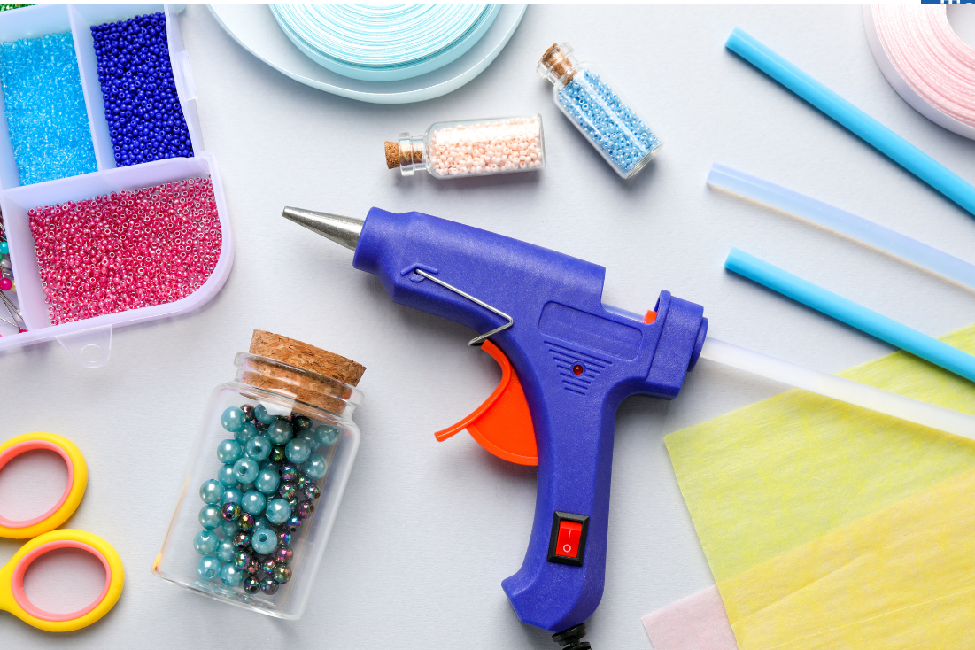 Glue Gun with Assorted Art Supplies
